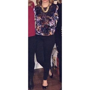 Topshop Floral Velvet Top